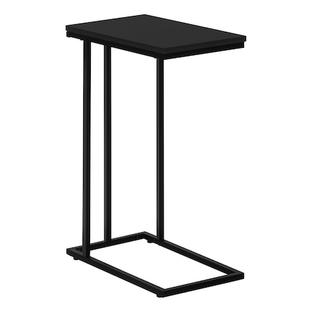 Monarch Specialties Accent Table, C-shaped, End, Side, Snack, Living Room, Bedroom, Black Laminate, Black Metal I 3467